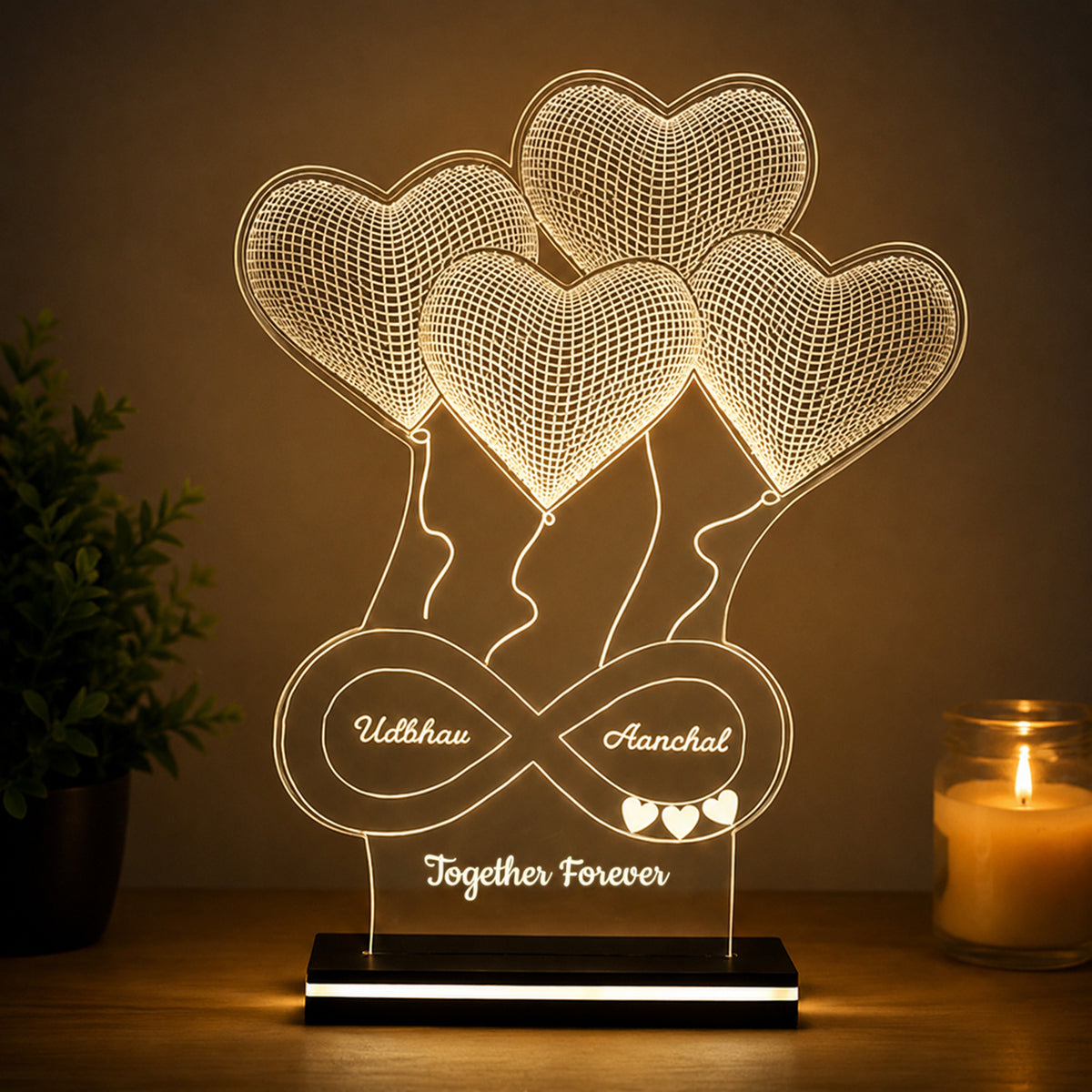 Eternal Hearts – Personalized Couple LED Lamp