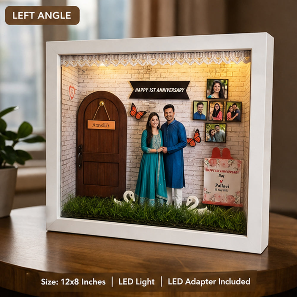 Personalized LED Anniversary Shadow Box Frame (12 × 8 Inches)