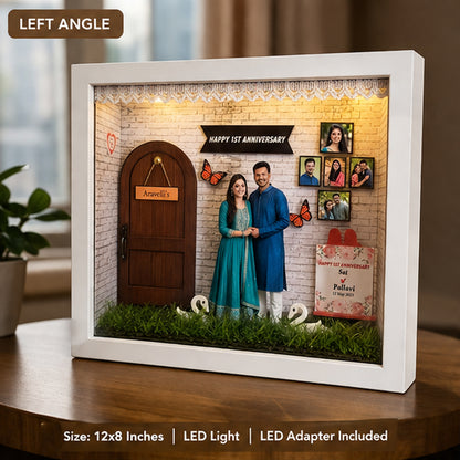 Personalized LED Anniversary Shadow Box Frame (12 × 8 Inches)