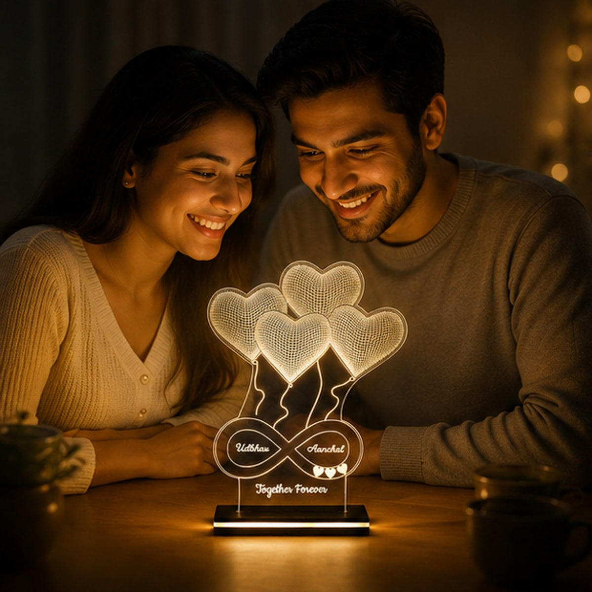 Eternal Hearts – Personalized Couple LED Lamp