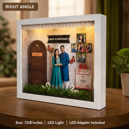 Personalized LED Anniversary Shadow Box Frame (12 × 8 Inches)