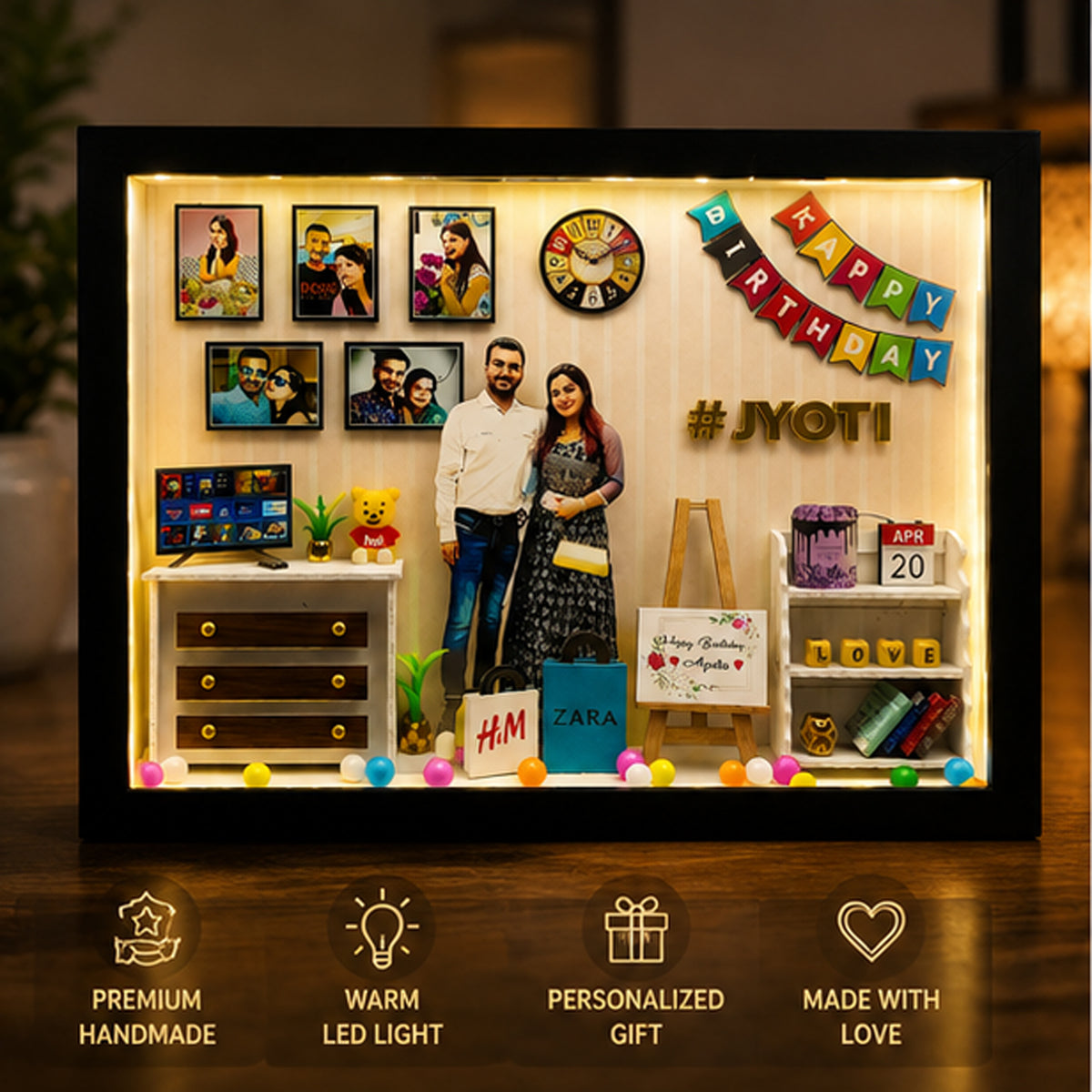 Happy Birthday  – Personalized 3D Miniature Frame