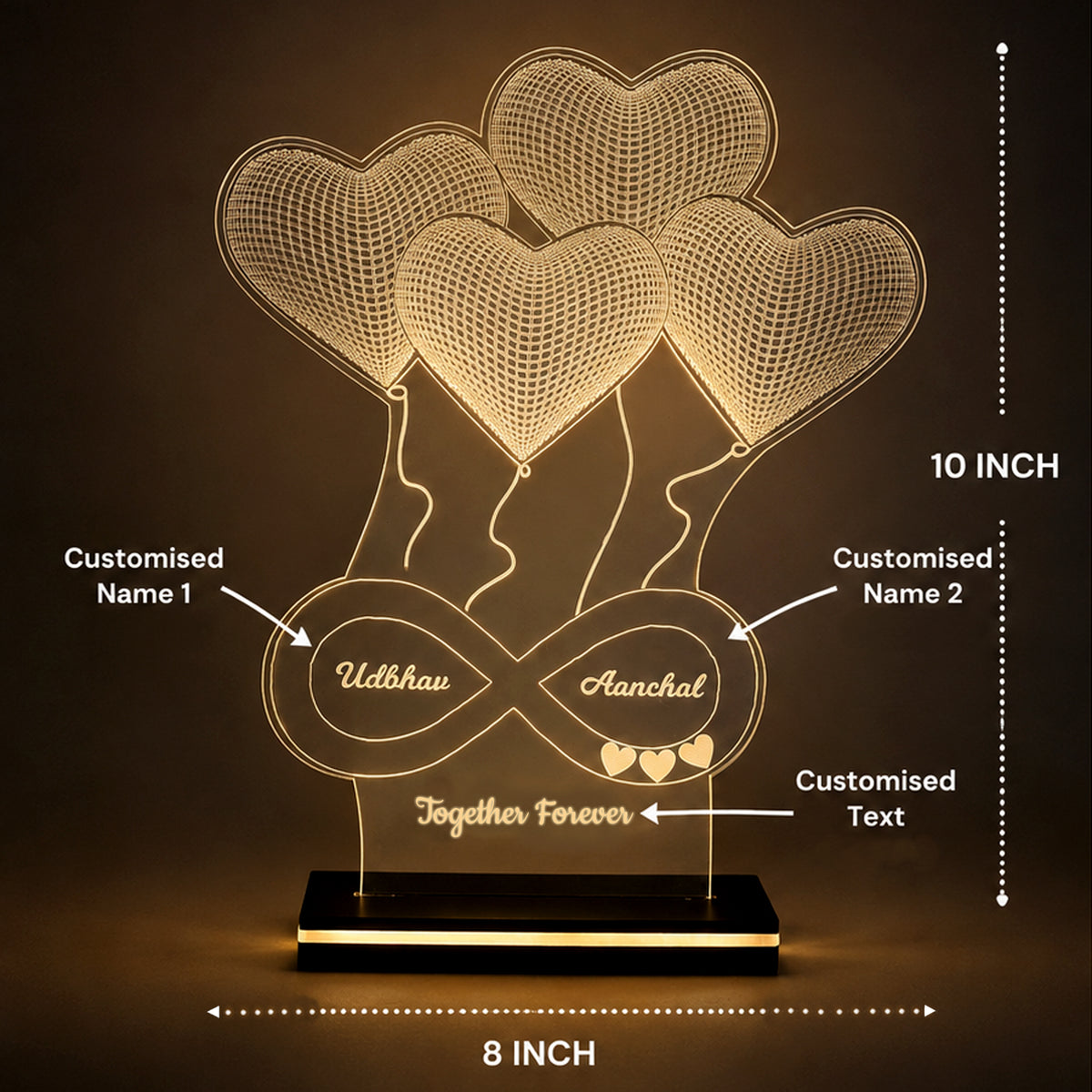 Eternal Hearts – Personalized Couple LED Lamp