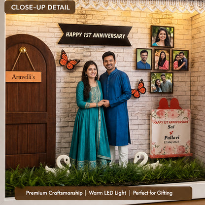 Personalized LED Anniversary Shadow Box Frame (12 × 8 Inches)