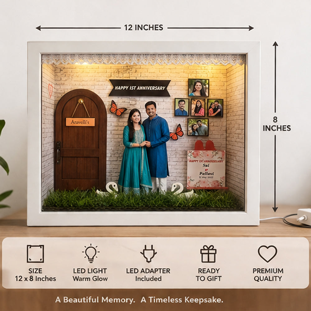 Personalized LED Anniversary Shadow Box Frame (12 × 8 Inches)