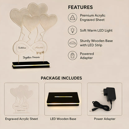 Eternal Hearts – Personalized Couple LED Lamp