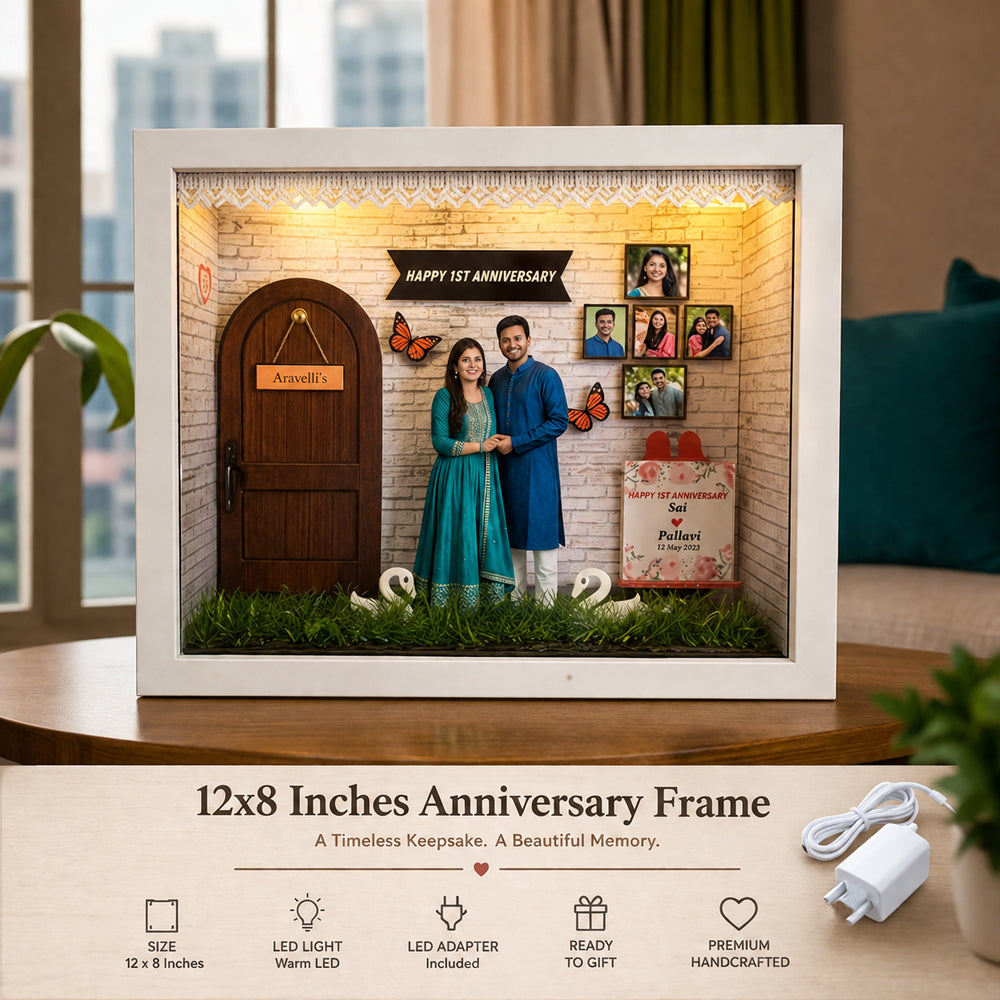 Personalized LED Anniversary Shadow Box Frame (12 × 8 Inches)