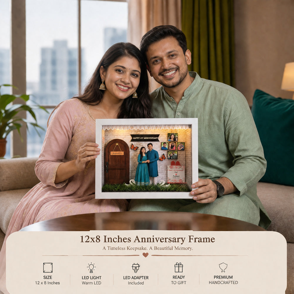 Personalized LED Anniversary Shadow Box Frame (12 × 8 Inches)