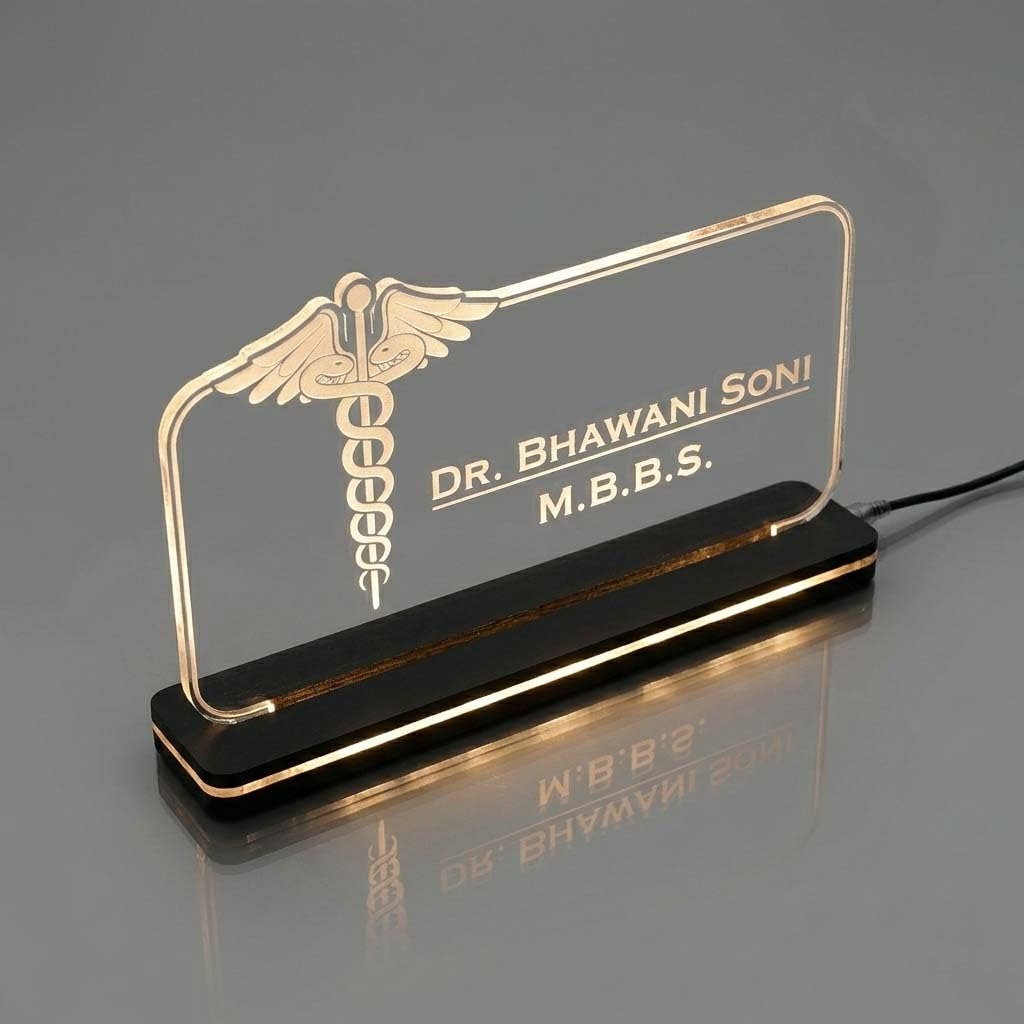 Personalized LED Acrylic Doctor Name Plate | Custom Medical Gift for Doctors