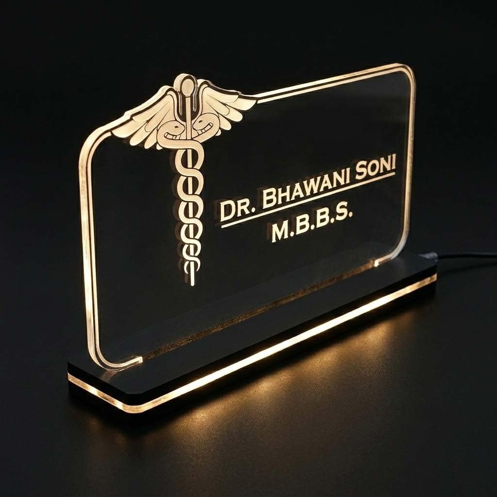 Personalized LED Acrylic Doctor Name Plate | Custom Medical Gift for Doctors