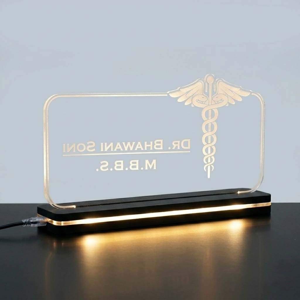 Personalized LED Acrylic Doctor Name Plate | Custom Medical Gift for Doctors