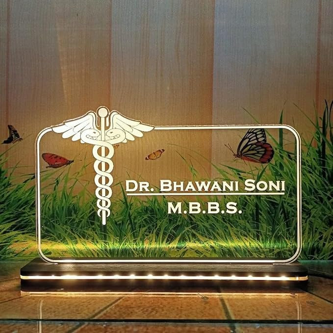 Personalized LED Acrylic Doctor Name Plate | Custom Medical Gift for Doctors